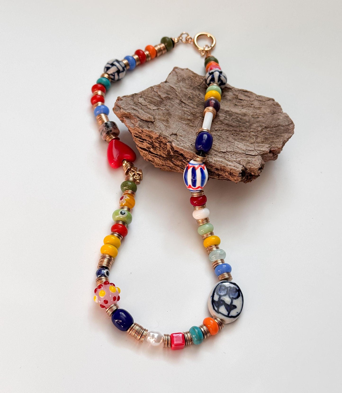 Colorful Glass Beads Necklace | Daily Accessories for Men and Women | Hand Drawing Beaded Necklace | Gift for Women Jewelry