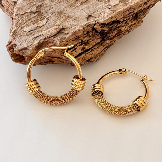 Gold Plated Hollow Hoop Earrings | Filigree Hoop Earrings | Chunky Hoop Earrings | Dainty Earrings | Boho Vintage Earrings