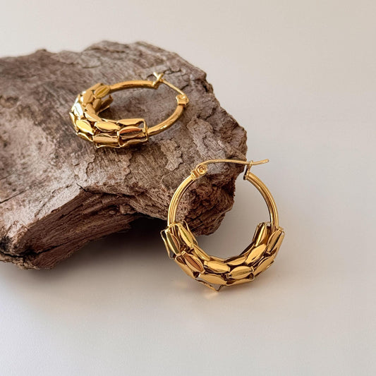 Gold Plated Hollow Hoop Earrings | Filigree Hoop Earrings | American Style Hoop Earrings | Dainty Earrings | Boho Vintage Earrings