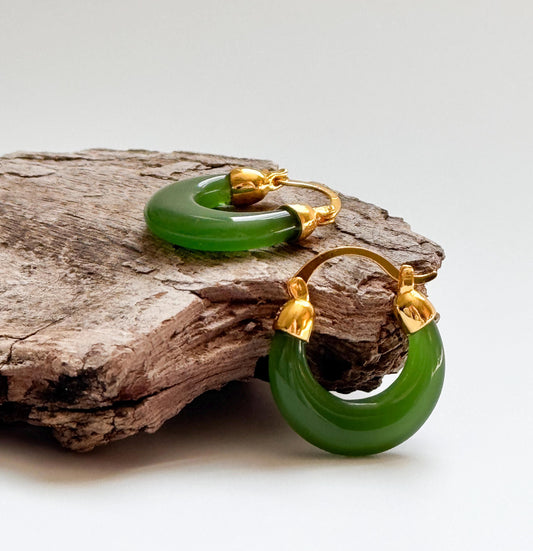 Green Round Hoop Earrings | Green Simple Hoop Earrings | Retro Hoop Earrings | Dainty Earrings | Boho Vintage Earrings