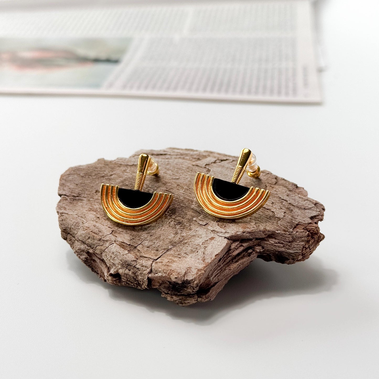 Egyptian Style Drop Earrings | 22k Gold Plated Drop Earrings | Black Gold Earrings | Dainty Earrings | Boho Vintage Earrings