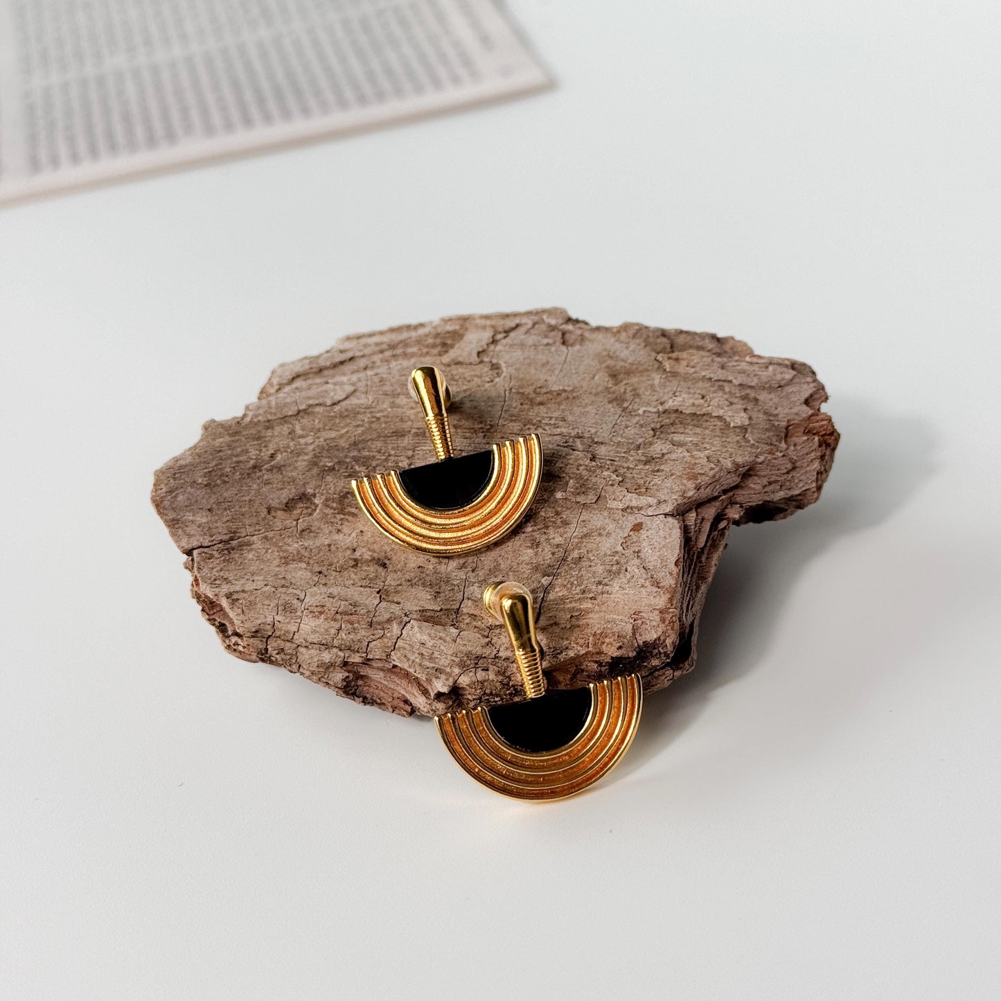 Egyptian Style Drop Earrings | 22k Gold Plated Drop Earrings | Black Gold Earrings | Dainty Earrings | Boho Vintage Earrings