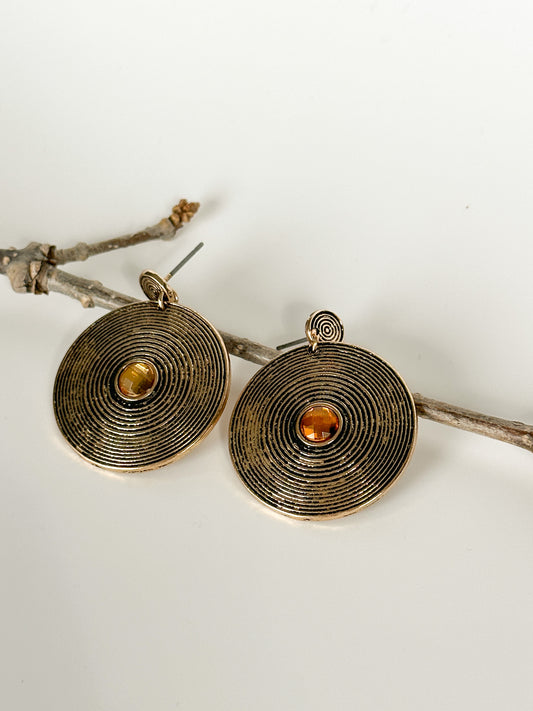 Vintage Style Round Drop Earrings